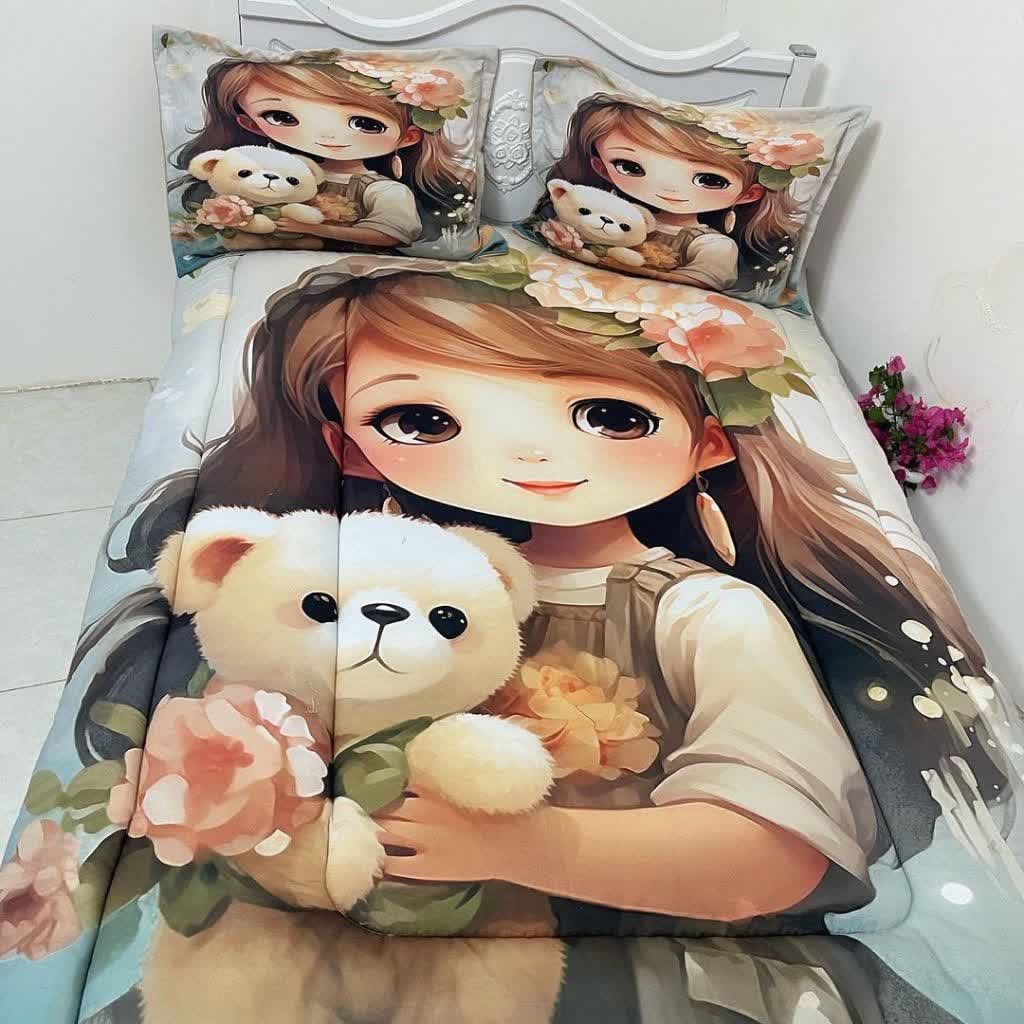 ست رو تختی تک نفره سه بعدی کودک دخترانه تدی