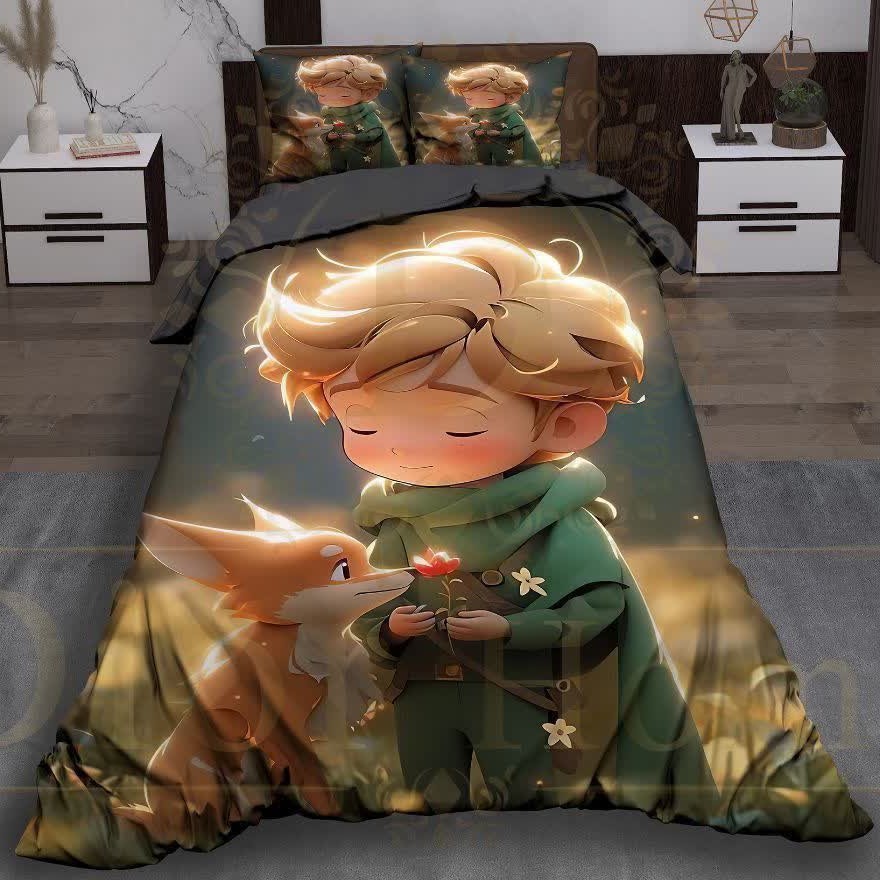 ست رو تختی تک نفره سه بعدی کودک پسرانه پسر و روباه The boy the mole the fox